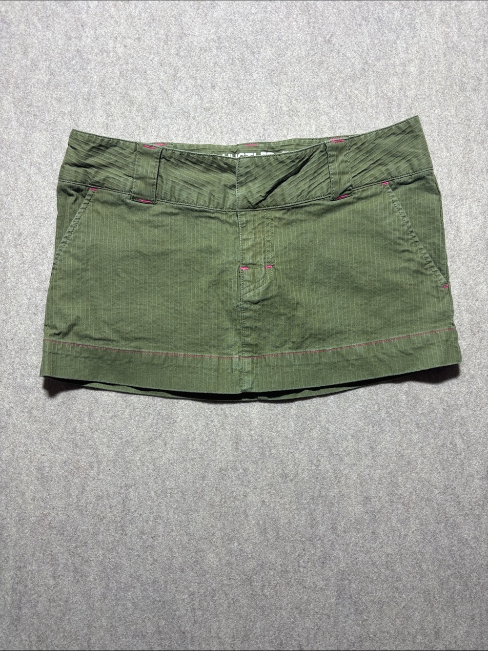 Hustler Size 5  Micro Mini Green Pink Stitch Skirt (7)